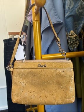 Coach Mustard Yellow Leather Shoulder Wristlet